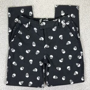 Hot Topic Pants Size Small 26x28 Black All Over Skull Print Goth Punk